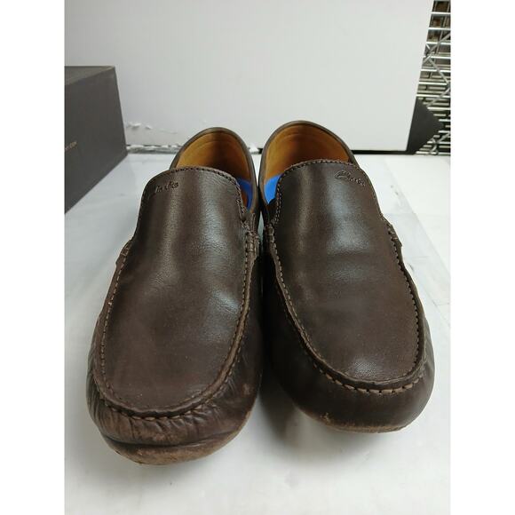 USED Clarks mens Markman Plain Driving Style Loafer,Dark Brown Leather-Size 10.5 - Picture 3 of 8